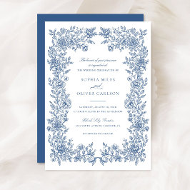 Invitación a la boda de marco vintage floral elega