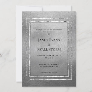 Invitación a la boda de marcos plateados