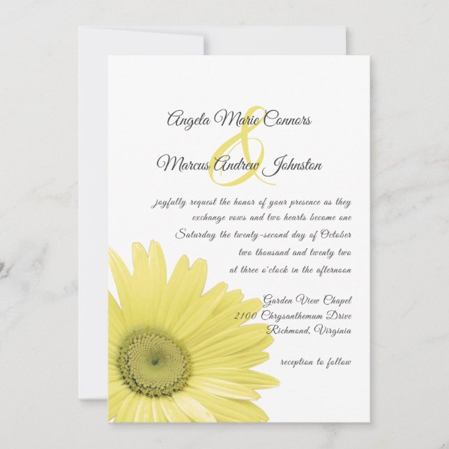 Invitación a la boda de marea amarilla (Anverso)
