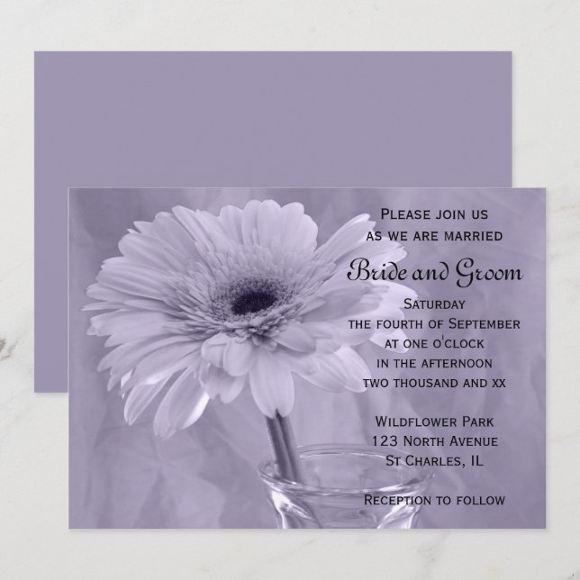 Invitación a la boda de marea con tintes morados (Anverso / Reverso)