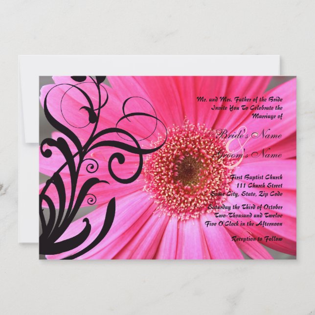Invitación a la boda de marea rosada caliente (Anverso)