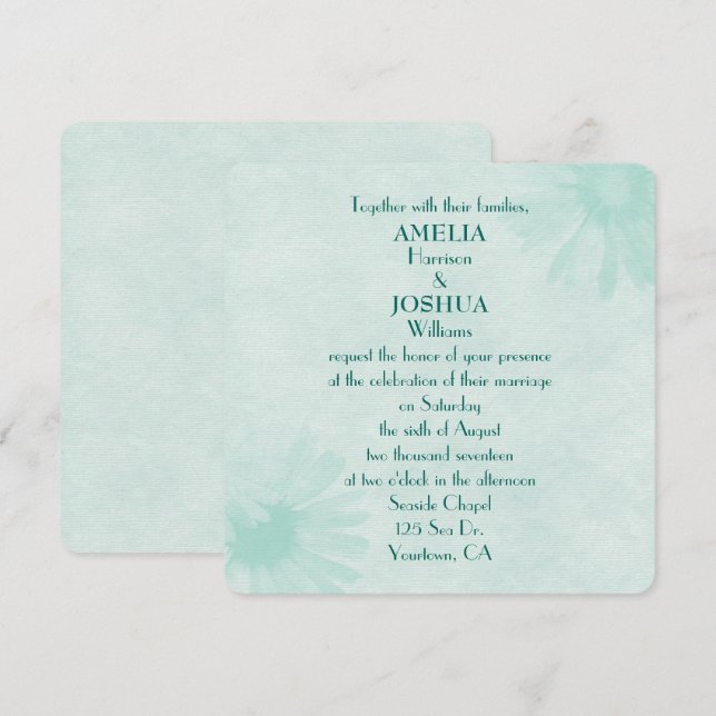 Invitación a la boda de marea verde suave de la me (Anverso / Reverso)