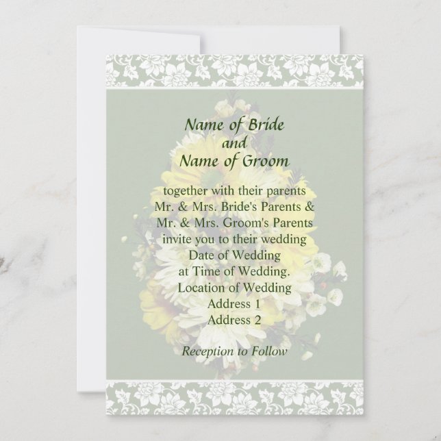 Invitación a la boda de mareas amarillas y Mamáes  (Anverso)