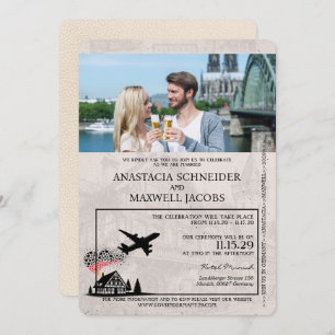 Invitación a la boda de marfil-Alemania Passport
