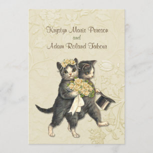 Invitación a la boda de marfil de gatos de lujo 2
