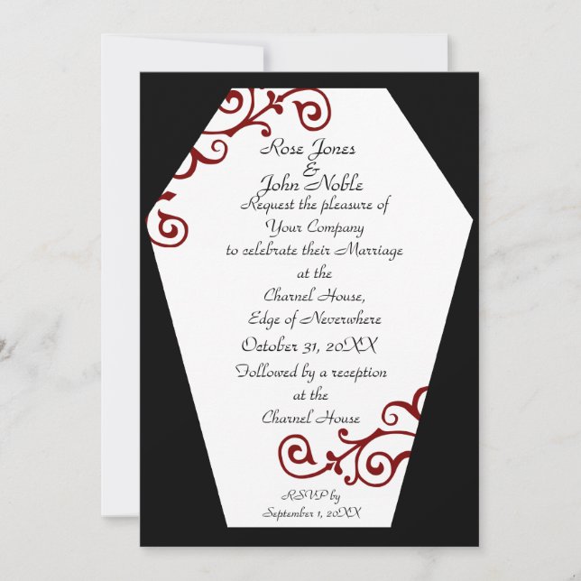 Invitación a la boda de marfil de Keranda (rojo) (Anverso)