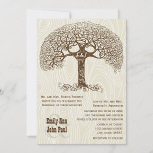 Invitación a la boda de marfil de marfil de árbol 
