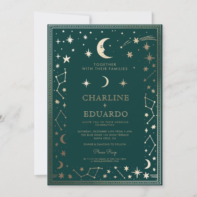 Invitación a la boda de marfil de oro medieval índ (Anverso)