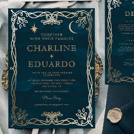 Invitación a la boda de marfil de oro medieval índ