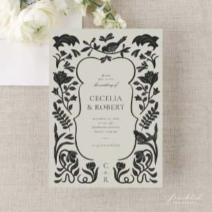 Invitación a la boda de marfil y negro