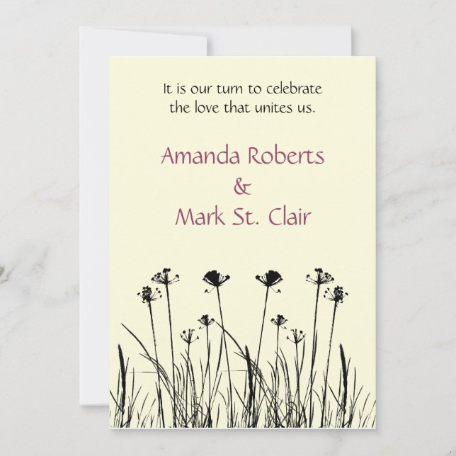 Invitación a la boda de marfil y negro de moda (Anverso)
