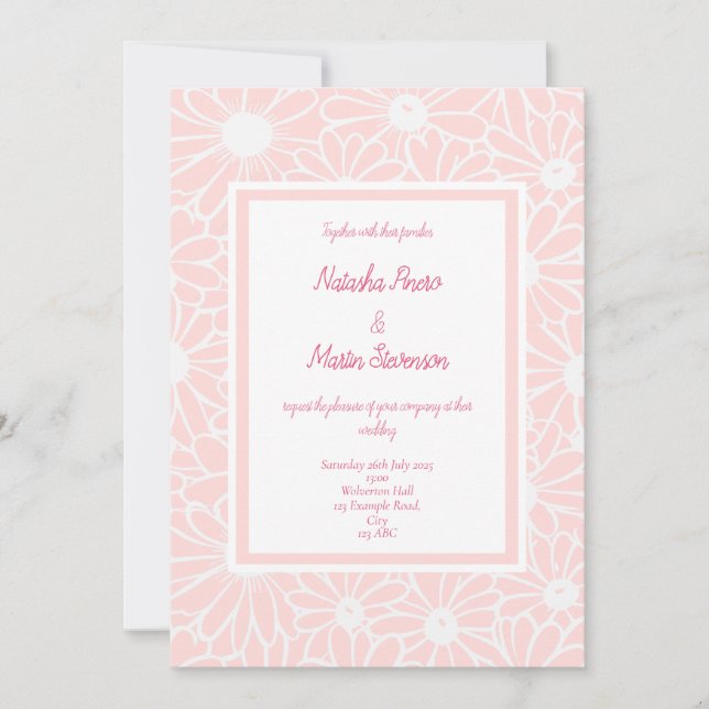 Invitación a la boda de margarita rosa floral (Anverso)