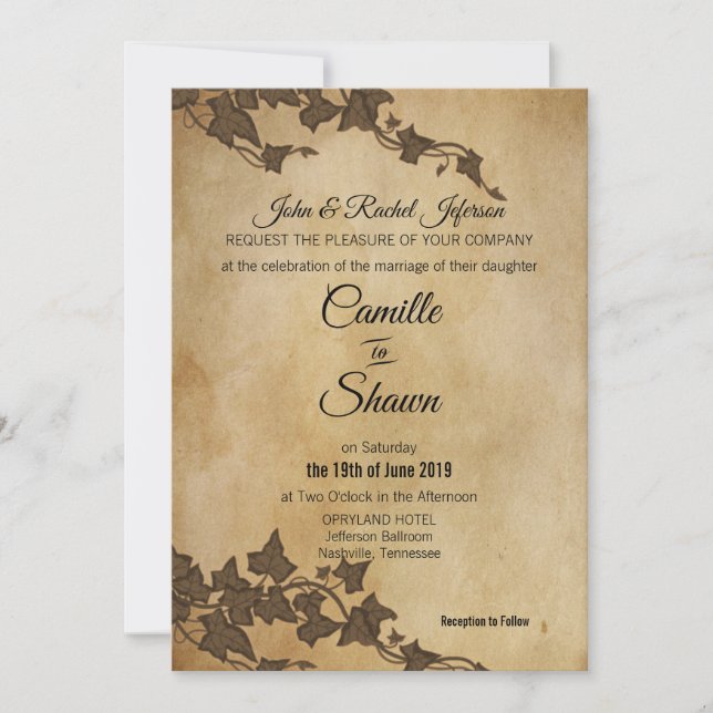 Invitación a la boda de maricón marrón-rusa (Anverso)