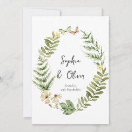 Invitación a la boda de mariposa de flor de campo 