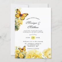 Invitación a la boda de mariposa de hidrangea amar