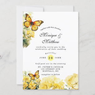 Invitación a la boda de mariposa de hidrangea amar