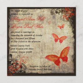 Invitación a la boda de mariposa de la Vintage roj