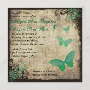 Invitación a la boda de mariposa de la Vintage ver
