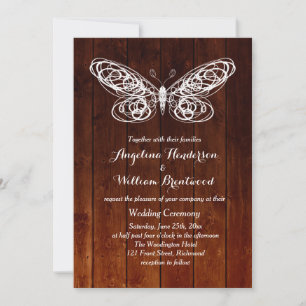 Invitación a la boda de mariposa en el Barn Board