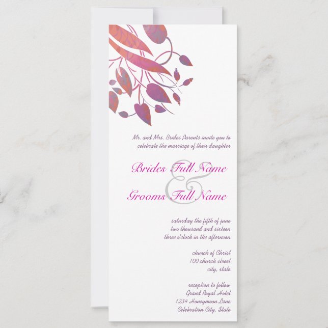 Invitación a la boda de mariposa gris de Plum Berr (Anverso)