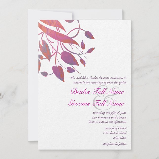 Invitación a la boda de mariposa gris de Plum Berr (Anverso)