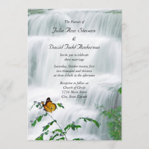 Invitación a la boda de mariposa y cascada
