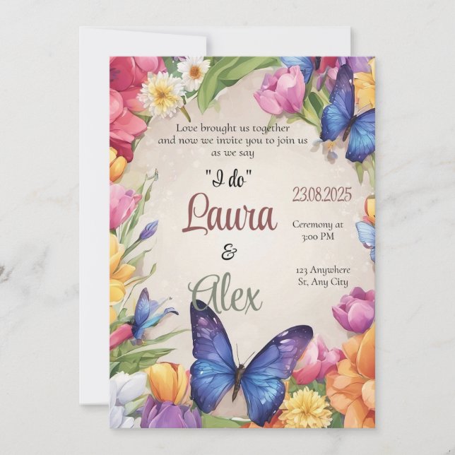 Invitación a la boda de mariposas (Anverso)