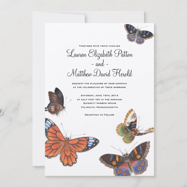 Invitación a la boda de mariposas (Anverso)