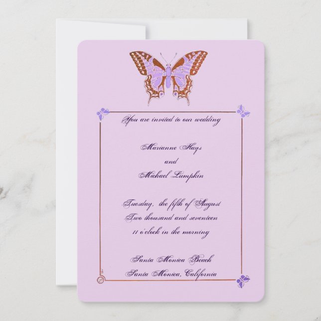 Invitación a la boda de mariposas (Anverso)
