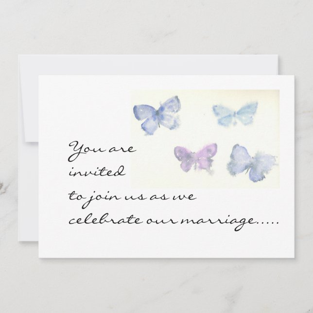 Invitación a la boda de mariposas azules (Anverso)