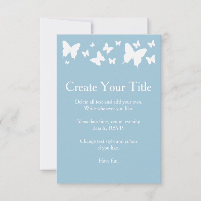 Invitación a la boda de mariposas azules y blancas (Anverso)
