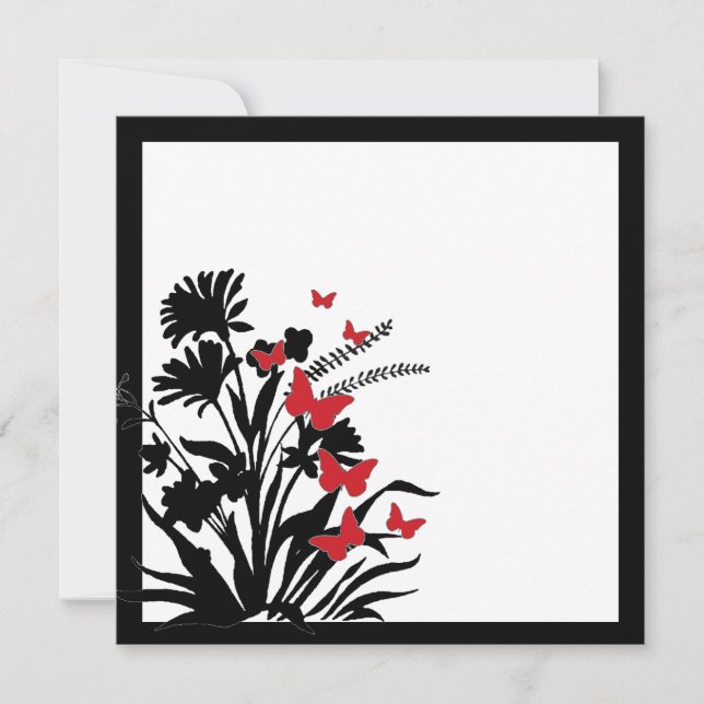 Invitación a la boda de mariposas con flores blanc (Anverso)