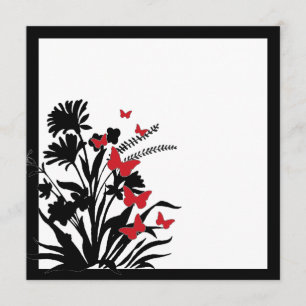Invitación a la boda de mariposas con flores blanc