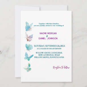 Invitación a la boda de mariposas de color moderno