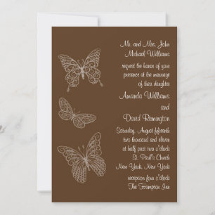 Invitación a la boda de mariposas filigrí en marró
