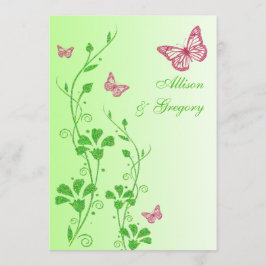 Invitación a la boda de mariposas florales rosas y