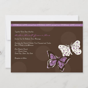 Invitación a la boda de mariposas Guay púrpura y m