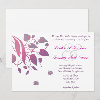 Invitación a la boda de mariposas Plum Berry Gray