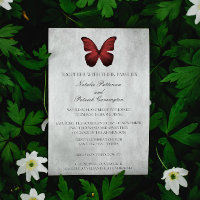 Invitación a la boda de mariposas rojas
