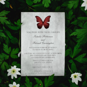 Invitación a la boda de mariposas rojas