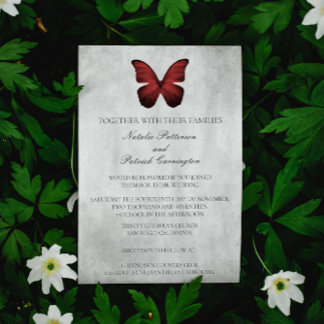 Invitación a la boda de mariposas rojas