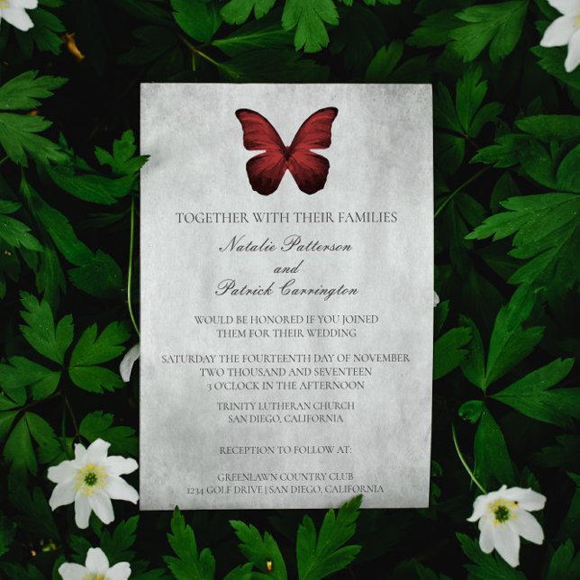 Invitación a la boda de mariposas rojas (Red Butterfly Wedding Invitation)