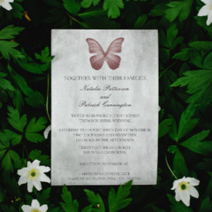 Invitación a la boda de mariposas rosadas