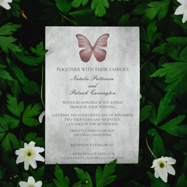 Invitación a la boda de mariposas rosadas (Pink Butterfly Wedding Invitation)