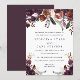 Invitación a la boda de mariposas y ciruelas
