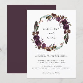 Invitación a la boda de mariposas y ciruelas