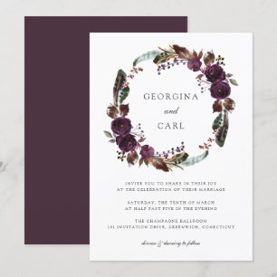 Invitación a la boda de mariposas y ciruelas