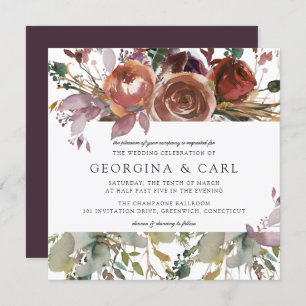 Invitación a la boda de mariposas y ciruelas   Pla