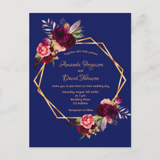 Invitación a la boda de mariscos azules de la mari (Anverso)