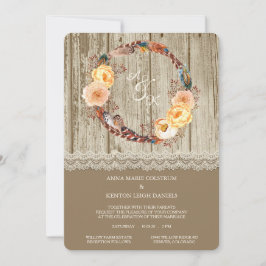 Invitación a la boda de mariscos de plumas rustica